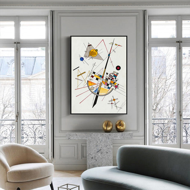 50cmx70cm Delicate Tension By Wassily Kandinsky Black Frame Canvas Wall Art - Delldesign Living - Home & Garden > Wall Art - free-shipping