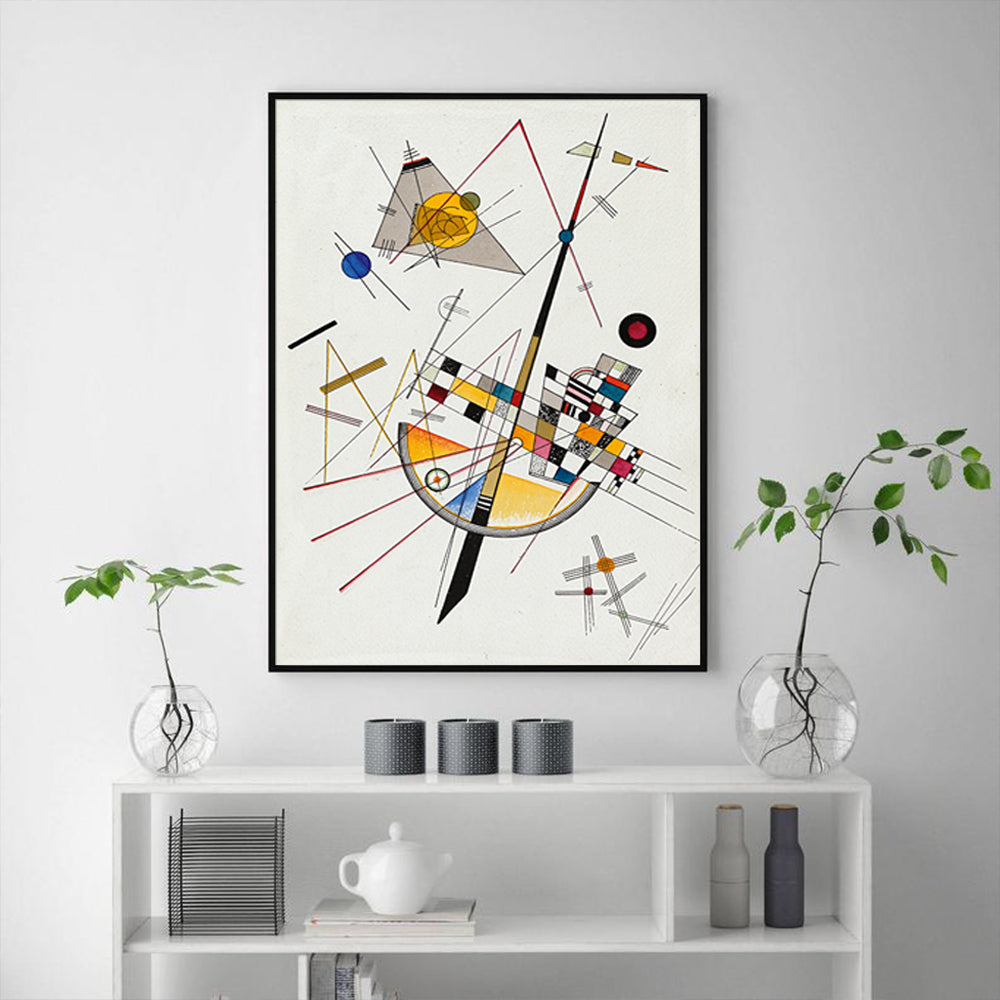 60cmx90cm Delicate Tension By Wassily Kandinsky Black Frame Canvas Wall Art - Delldesign Living - Home & Garden > Wall Art - free-shipping
