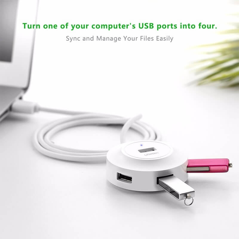 UGREEN 20270 USB 2.0 4-Port Hub White - Delldesign Living - Electronics > USB Gadgets - free-shipping