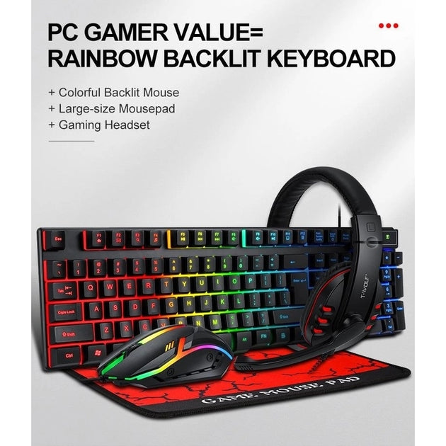 T-Wolf TF800 RGB 4-pcs Gaming Keyboard/Mouse/Headphone/Mouse Pad Kit Set - Delldesign Living - Electronics > Computer Accessories - free-shipping