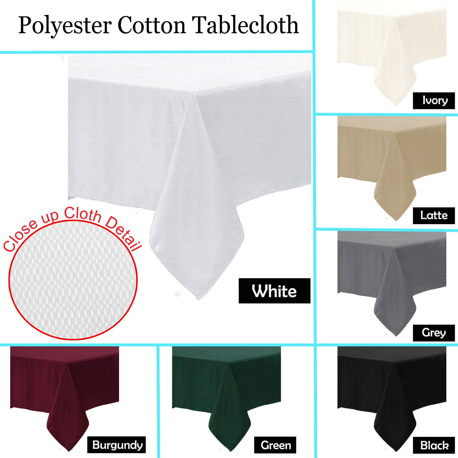 Polyester Cotton Tablecloth White 160 x 270 cm