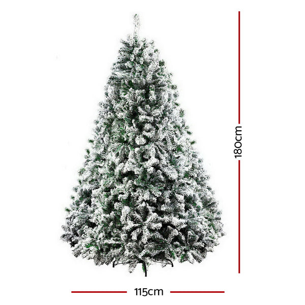 Jingle Jollys Christmas Tree 1.8M 6FT Xmas Decorations Great Snowy Green - Delldesign Living - Occasions > Christmas - free-shipping
