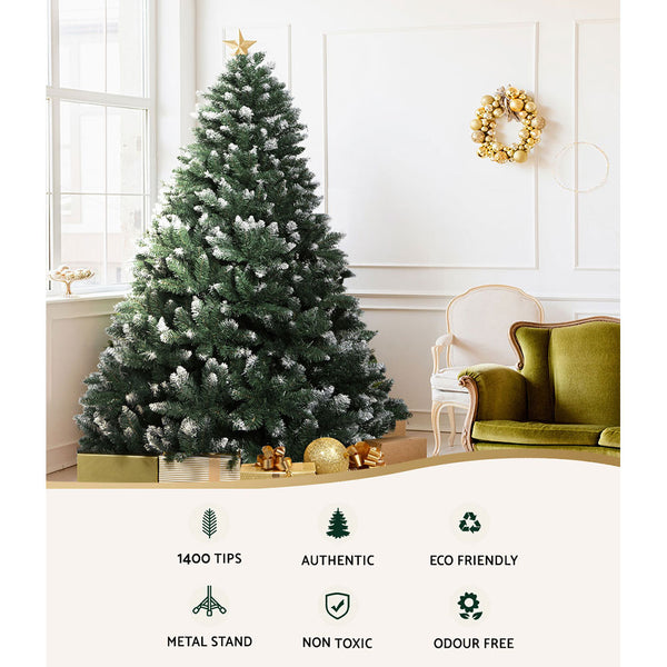 Jingle Jollys 2.4M 8FT Christmas Tree Xmas Home Decoration 1400 Tips Snowy Green - Delldesign Living - Occasions > Christmas - 